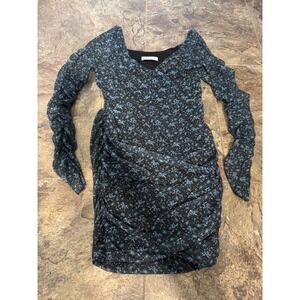 Hollister Floral Print Long Sleeve‎ Ruched Mini Dress - XS